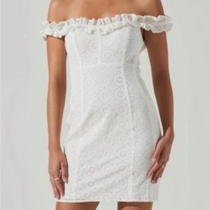 Renanta Pointelle Ruffle Trim Mini Dress